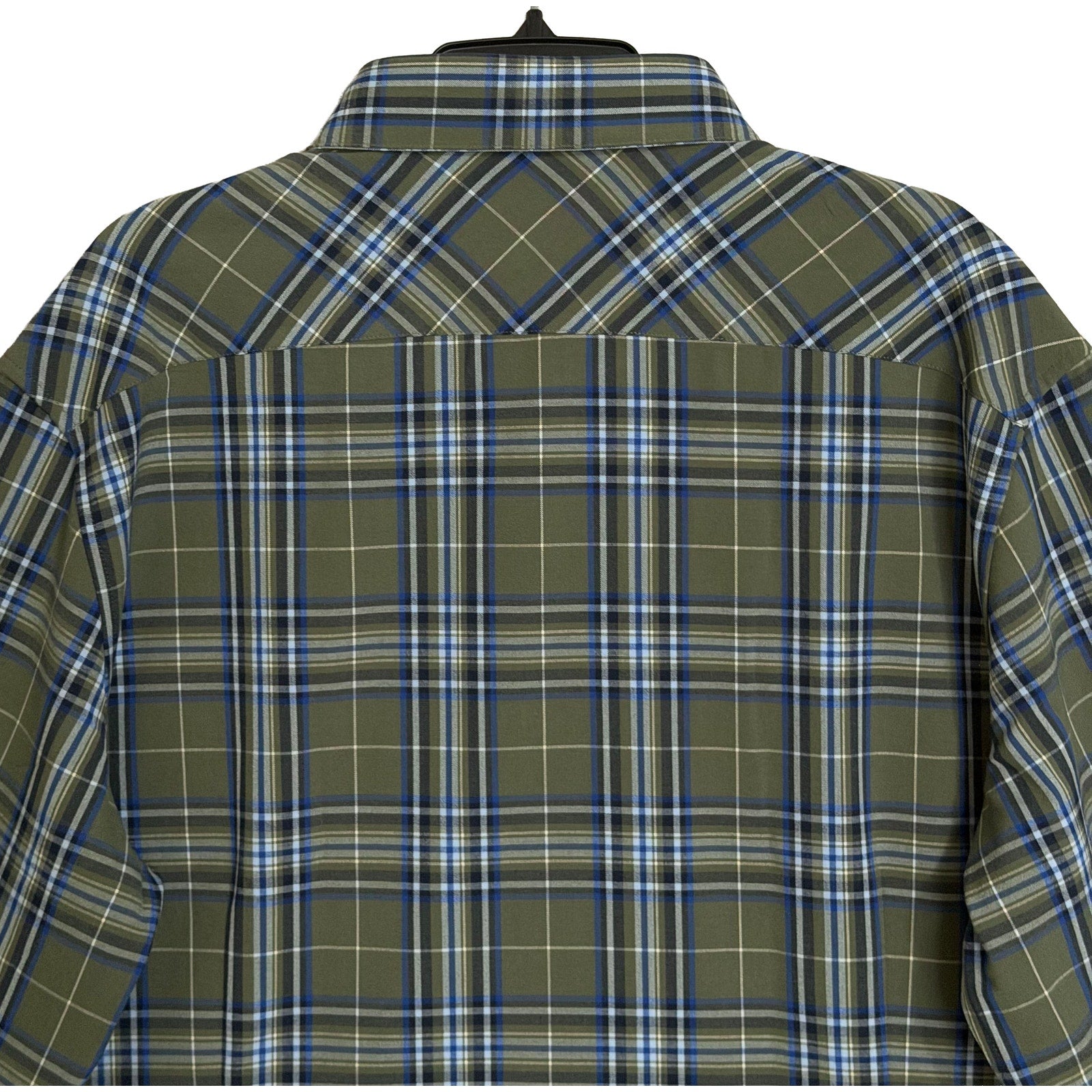 Mizzen+Main Men's XXL Trim Fit City Flannel Twill Shirt Olive Thomas Plaid