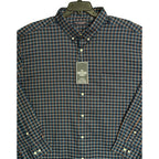 Roundtree & Yorke Men's Weekend Oxford Shirt 3XB Big & Tall Dk Blue Gingham NWT