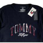 Tommy Hilfiger Tee Men's Medium Long Sleeve Waffle-Knit Crew Neck Navy Blue