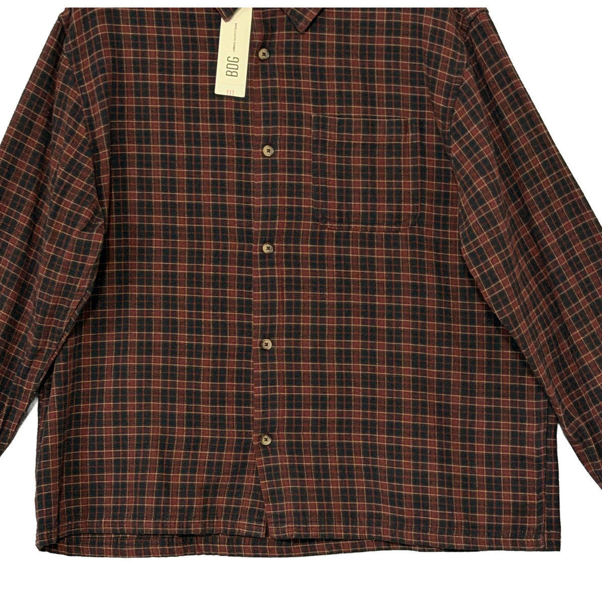 BDG Flannel Shirt Men's XL Long Sleeve Button Up Red Black Gingham