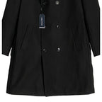 Nautica Men's 44 Long Overcoat Double-Breasted Wool Blend Lined Solid Black