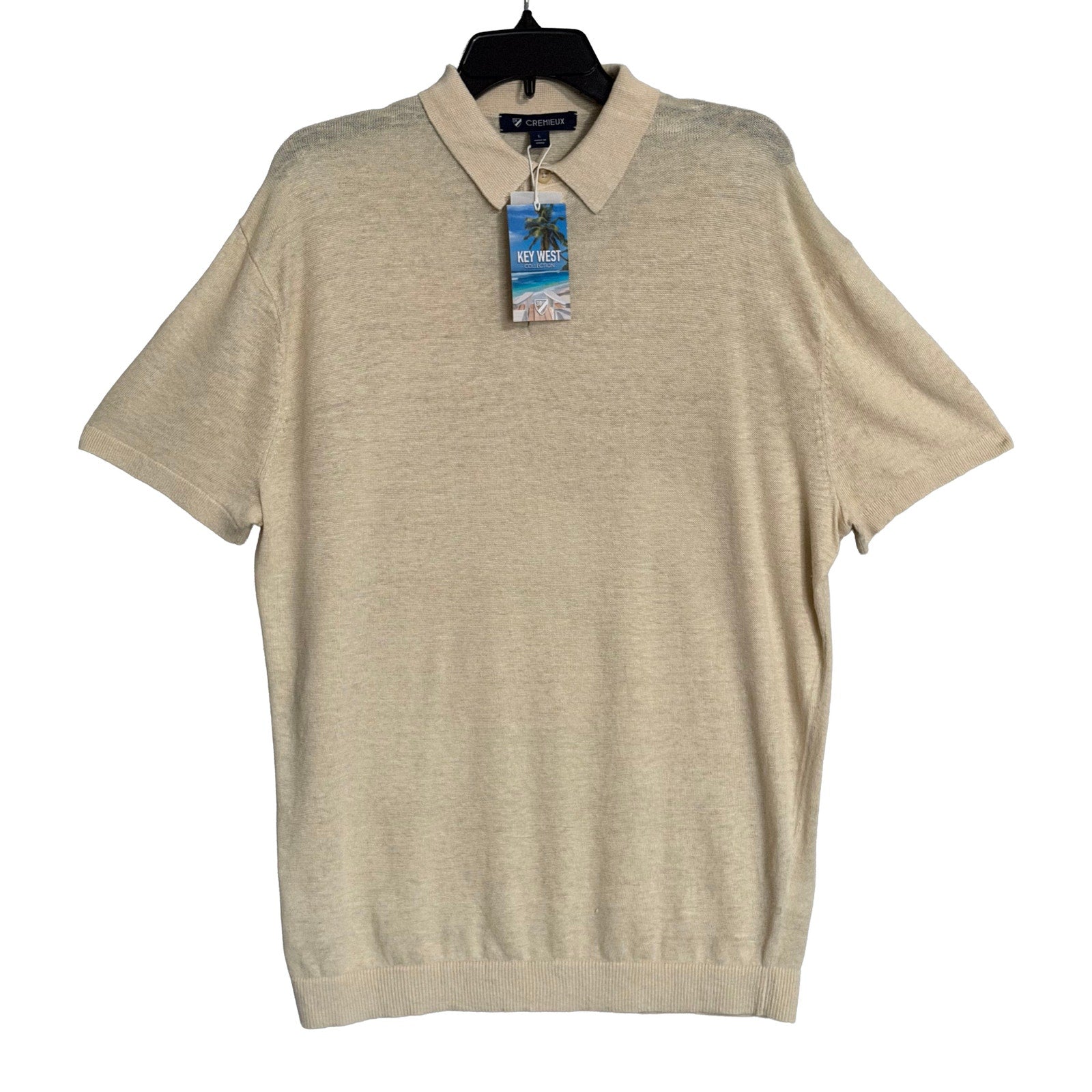 Daniel Cremieux Linen Shirt Men's Large Polo Shirt Key West Collection Beige