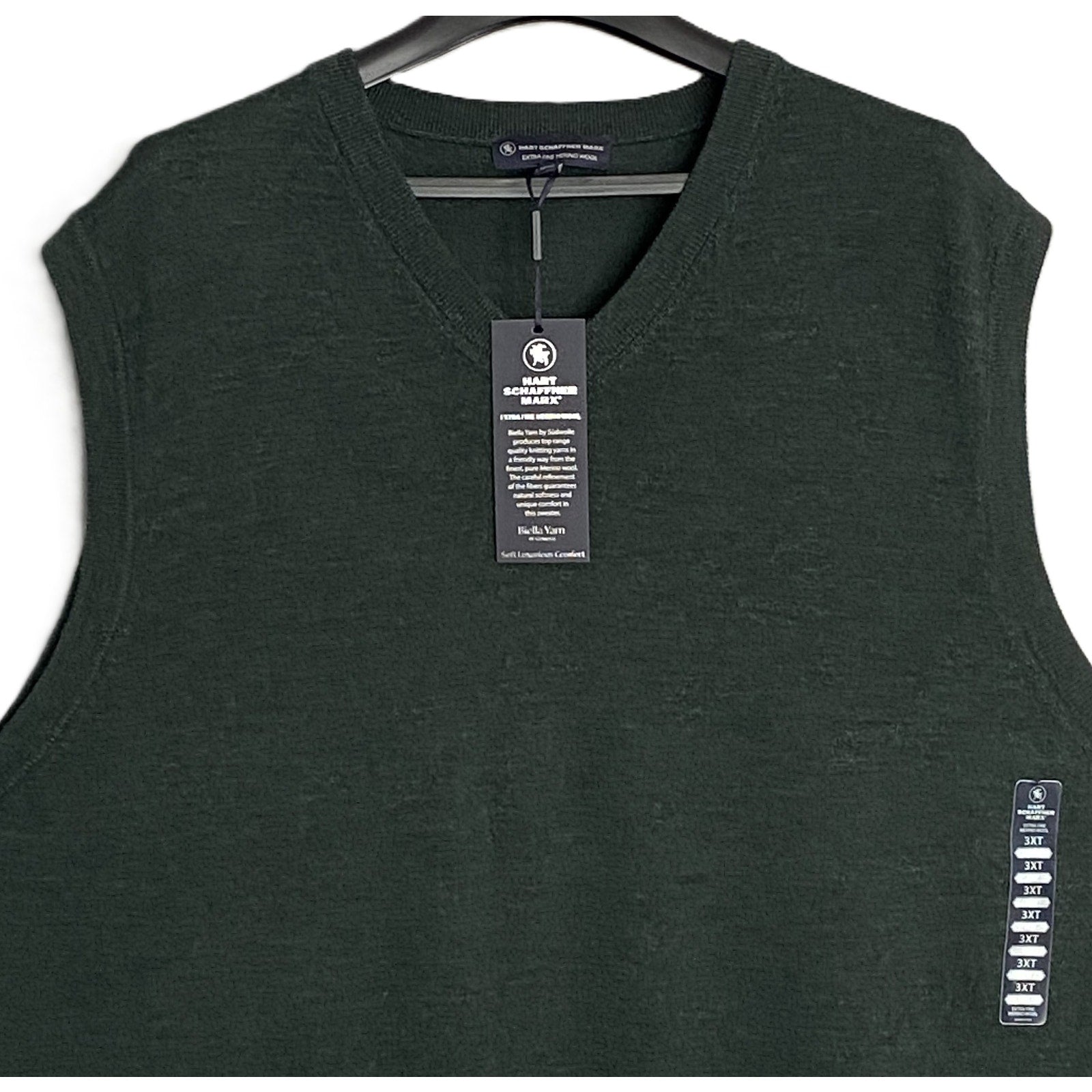 Hart Schaffner Marx Merino Wool Vest Men's 3XT Big & Tall Dk Spruce Heather