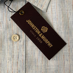 Johnston & Murphy Shirt Men's Small Button-Up Shirt Linen Blend Blue Stripes