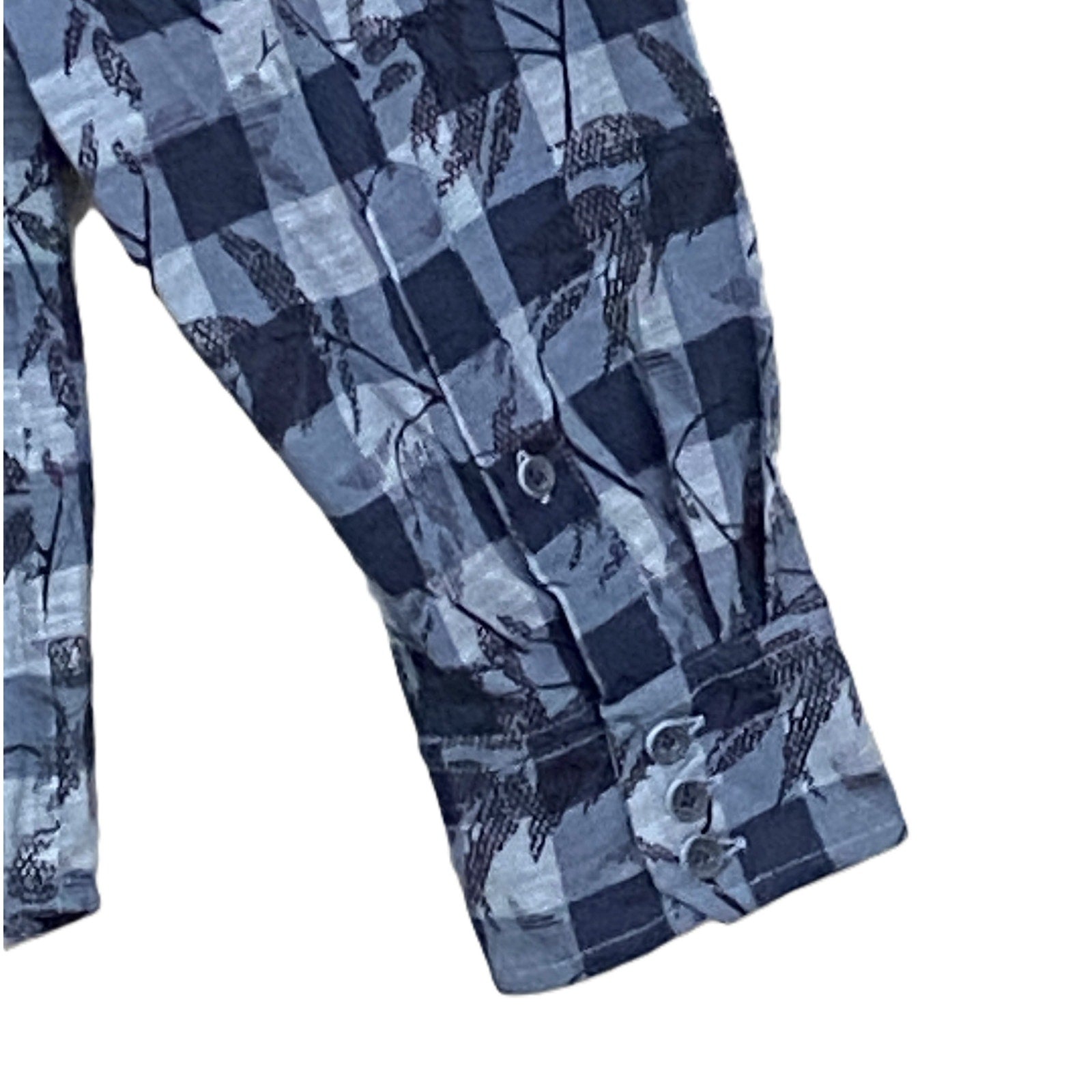 Daniel Cremiuex 38 Kyoto Men's Large Gingham Print Shirt Long Sleeve Blue