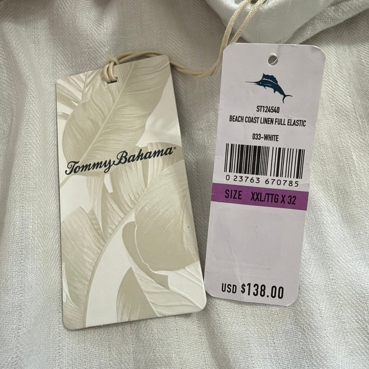 Tommy Bahama Beach Coast Stretch-Linen E-Waist Pants Men's XXL White