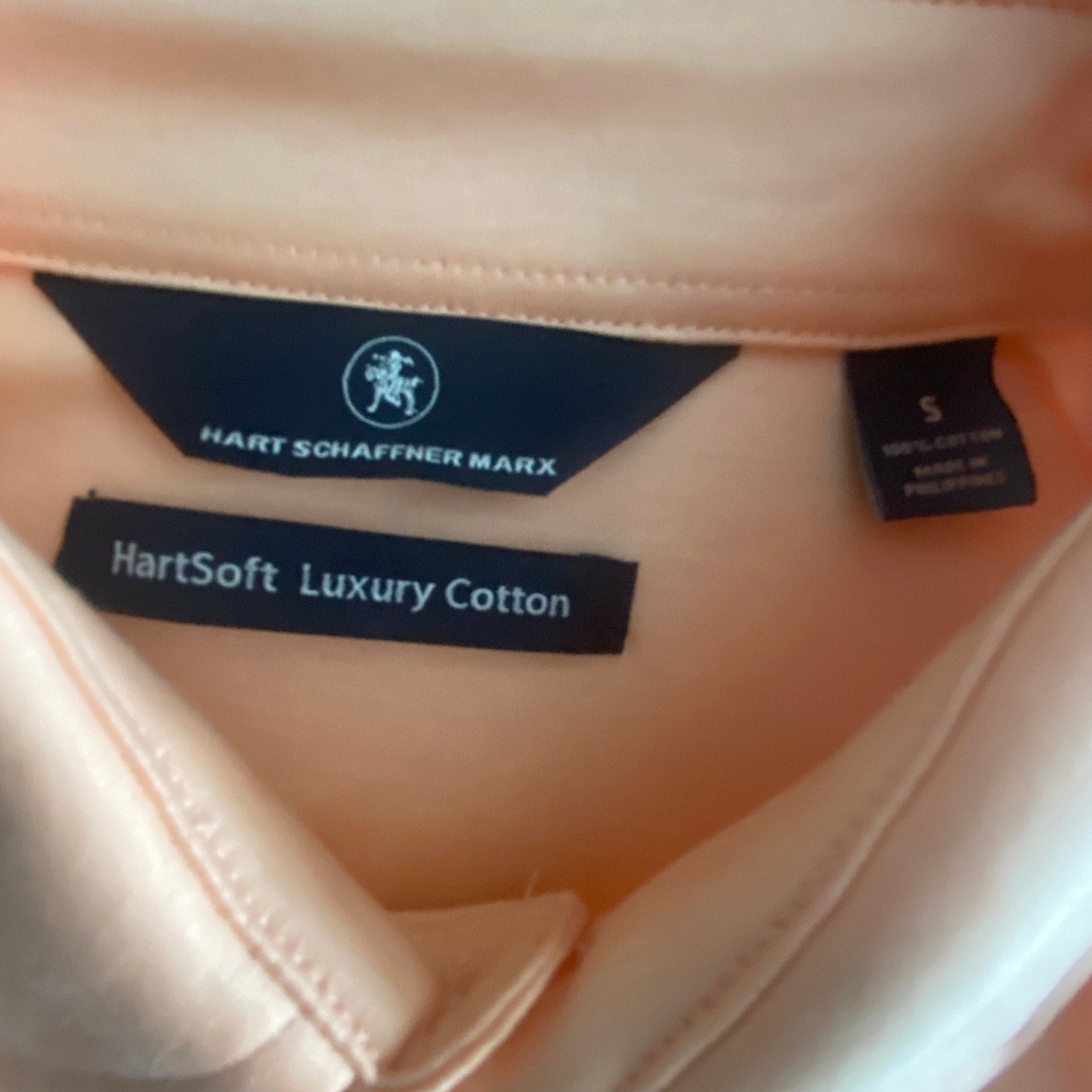Hart Schaffner Marx Shirt Men's Small Harsoft Cotton Button-Up Polo Orange
