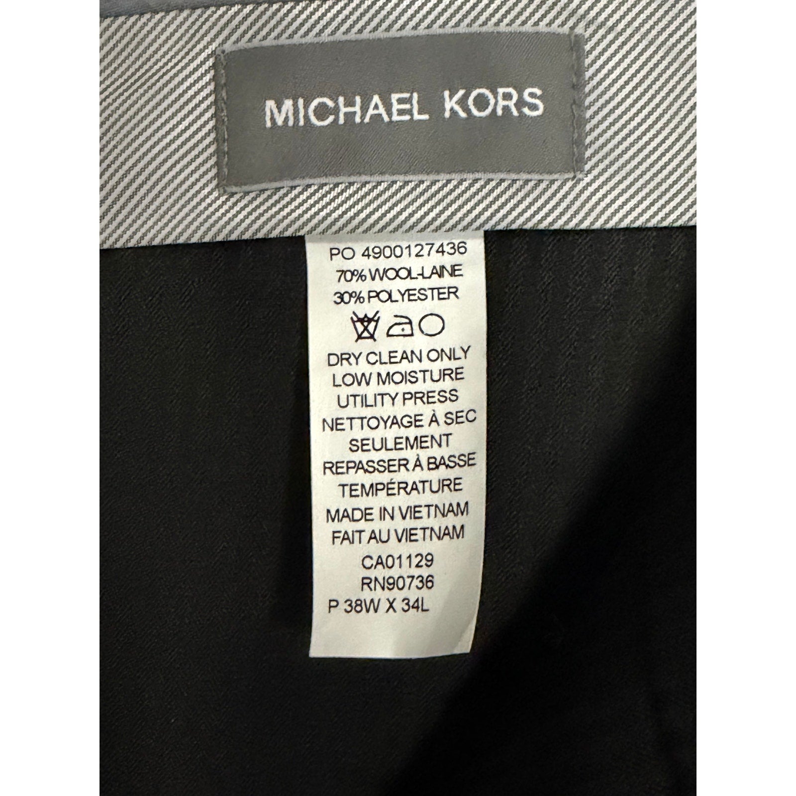 Michael Kors Suit Pants Men's 38"x34" Modern Fit Wool Blend Light Grey/Blue Check