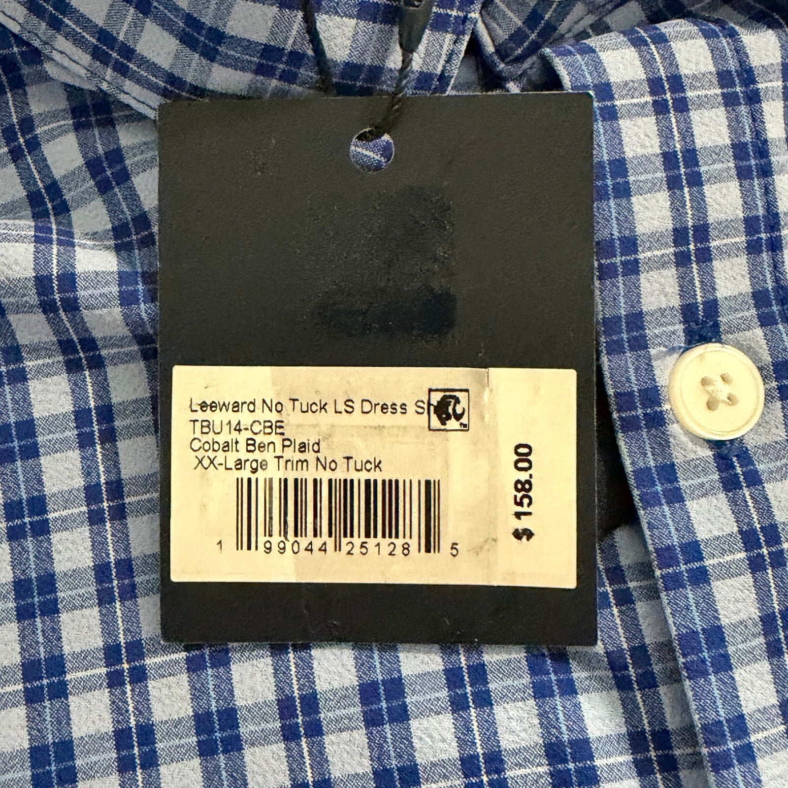 Mizzen+Main Shirt Men's XXL Leeward Trim Fit No Tuck Cobalt Ben Plaid