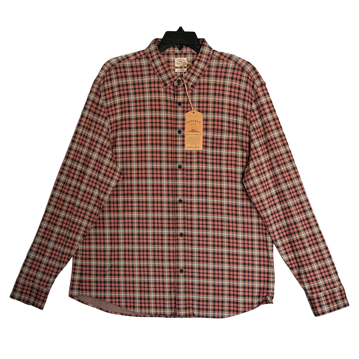Faherty Coastline Knit Shirt Men's XXL Long Slv Supima Cotton Stretch Plaid