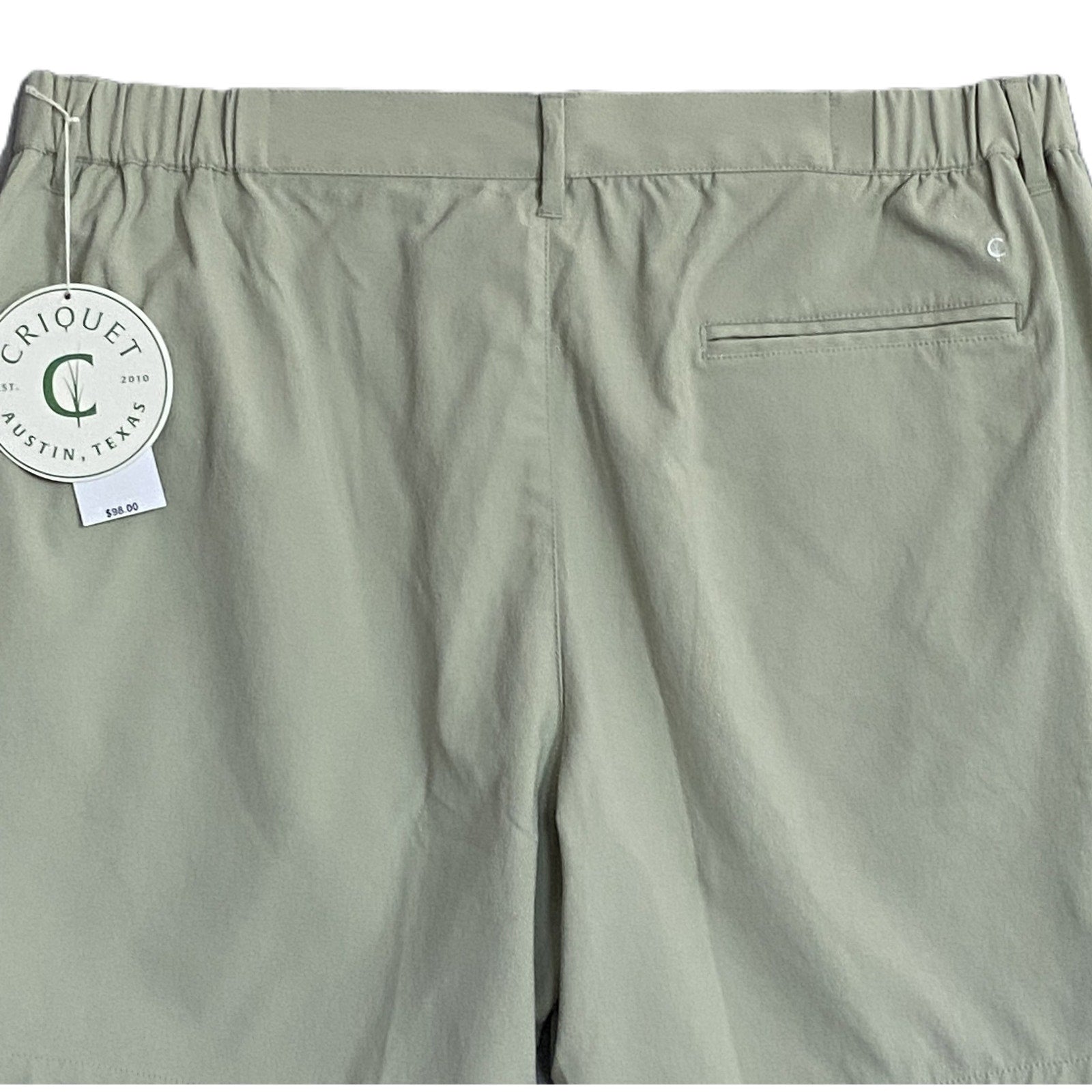 Criquet Shorts Men's Medium Woven Shorts Flat Front Stretch Fabric Sage NEW