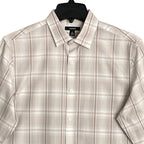 Alfani Dress Shirt Men's Small Button-Up Light Brown Window Pane Cotton