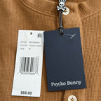 Psycho Bunny Henley T-Shirt Men's Medium Long Sleeve Chest Pocket Toasted Coconut