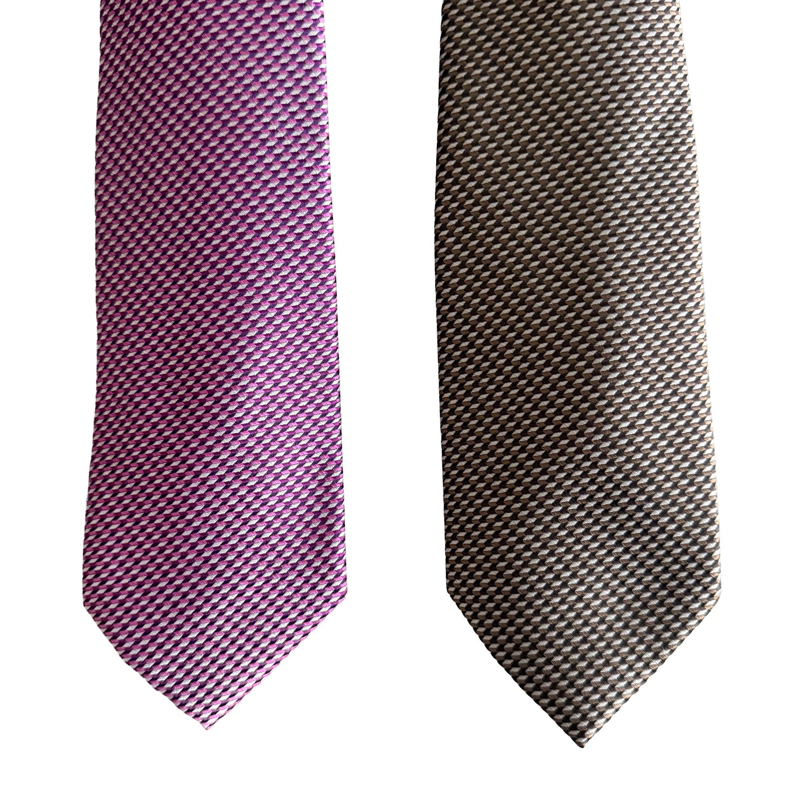 Perry Ellis Portfolio Men's Ties Lot of 2 Magenta & Brown Bartolle Mini