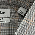 Calvin Klein Dress Shirt Men's Large Extra-Slim Fit Stain Shield Coral Plaid
