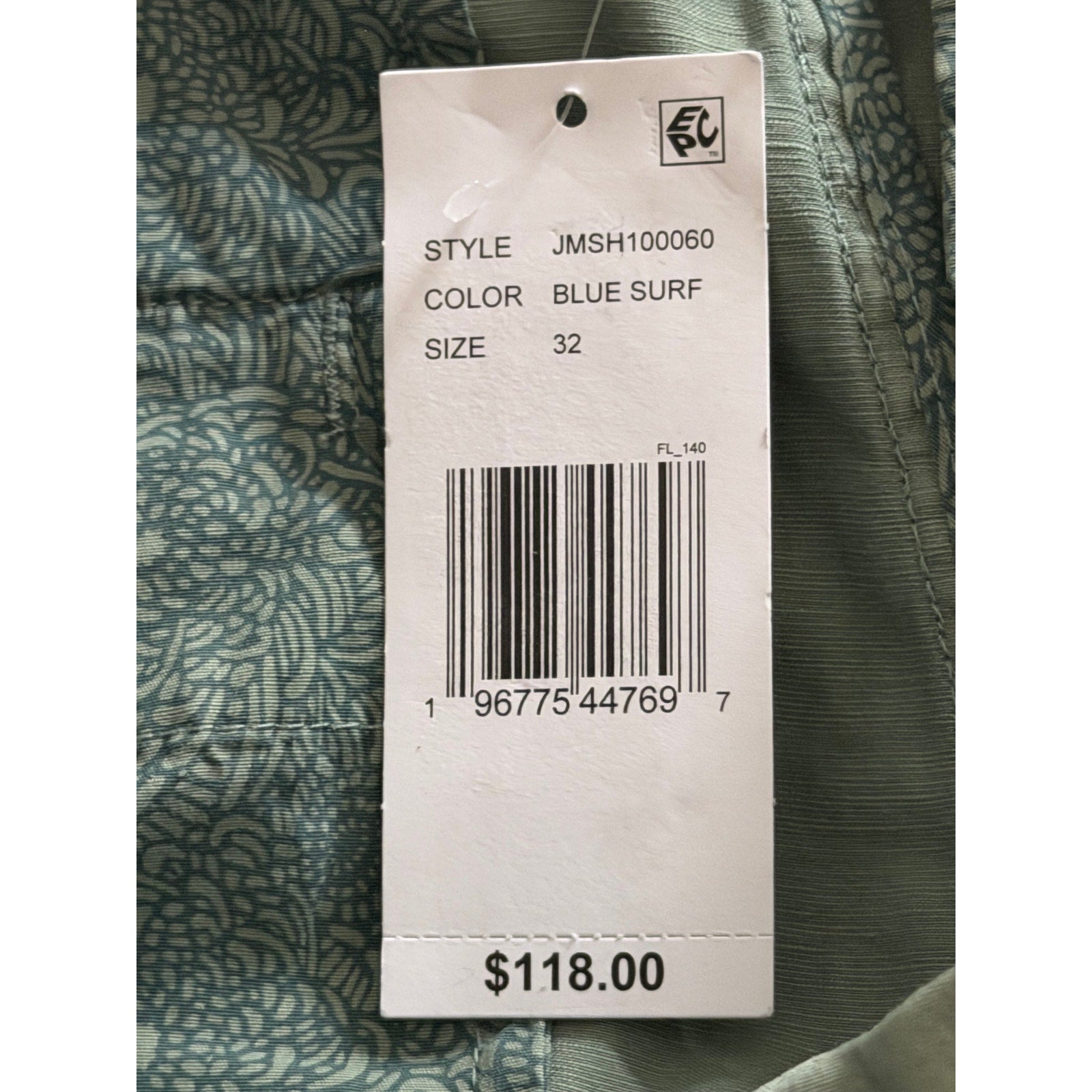 Johnnie-O Shorts Men's 32W Cotton Linen Blend Flat Front Blue Surf