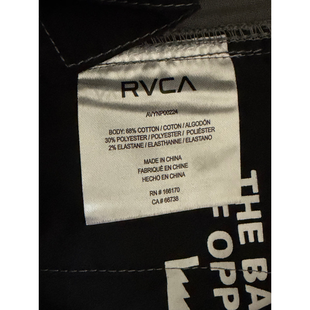 RVCA Week-End Pant Men's 36"x32" Straight Fit Stretch Fabric Smoke Gray