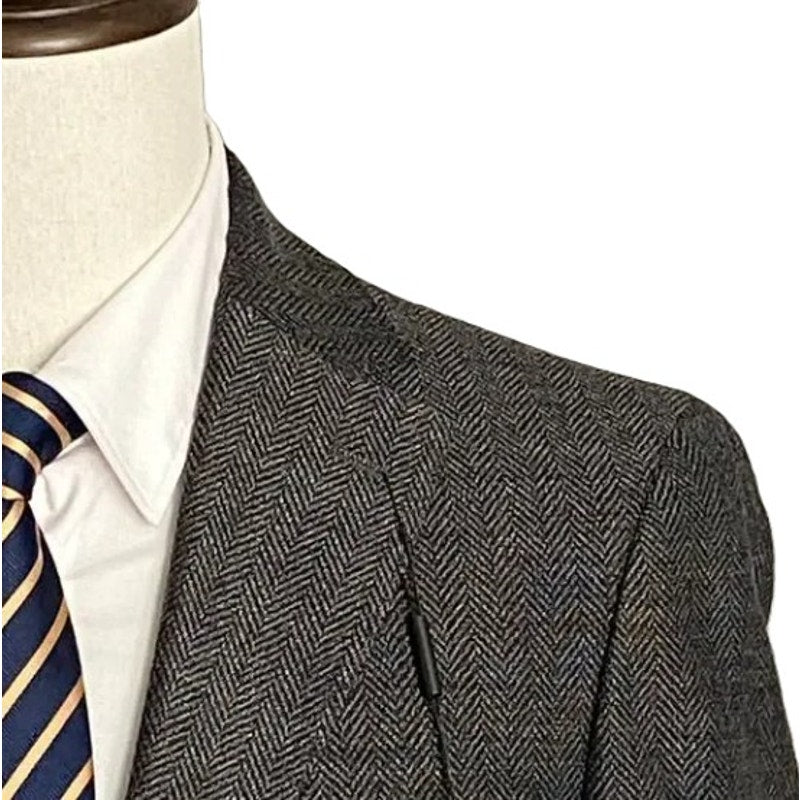 Calvin Klein Sport Coat Slim-Fit Wool Black/White Herringbone Men's 40 Long