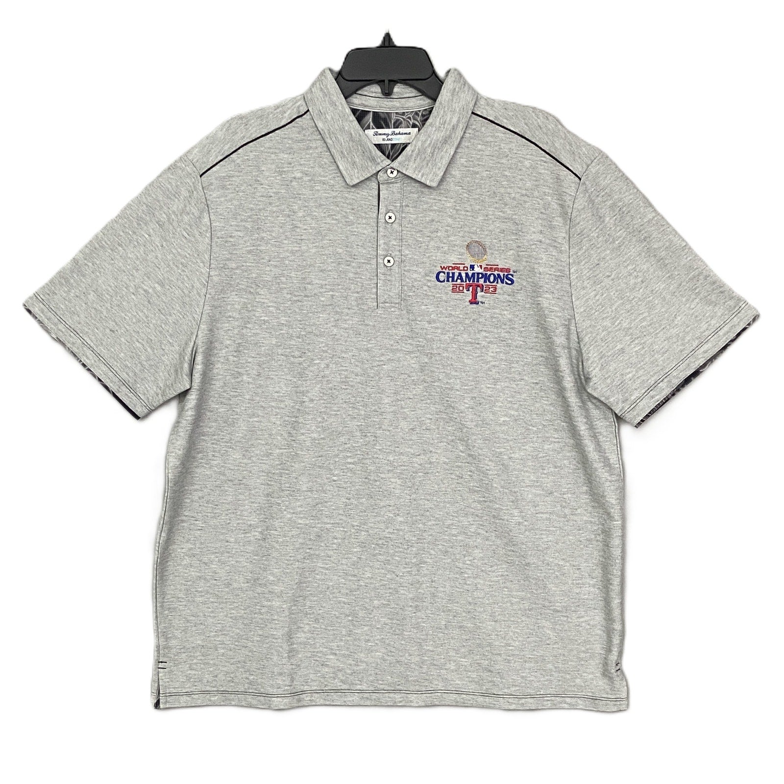 Tommy Bahama Men's XL Texas Rangers 2023 World Series Polo Pima Cotton Grey