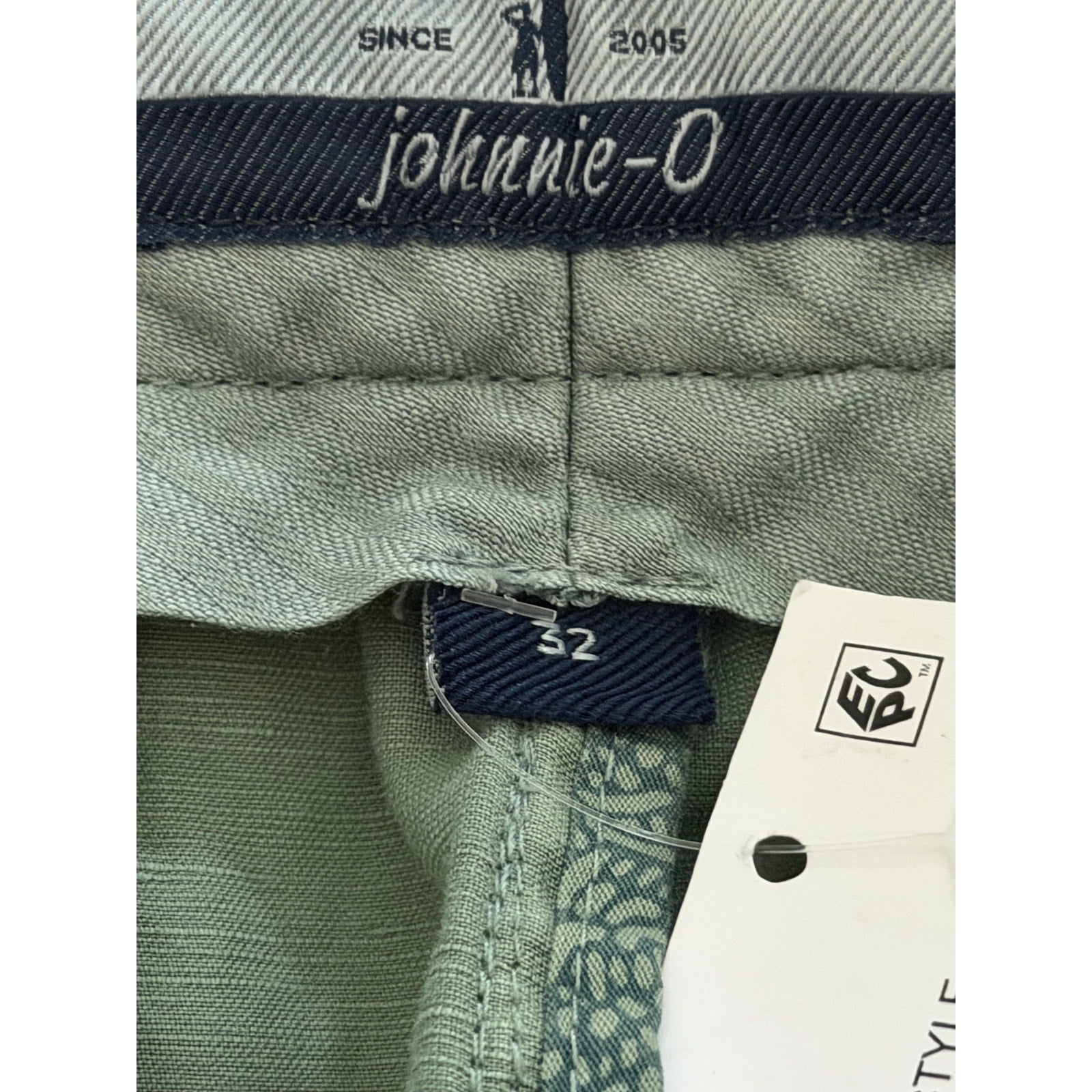 Johnnie-O Shorts Men's 32W Cotton Linen Blend Flat Front Blue Surf