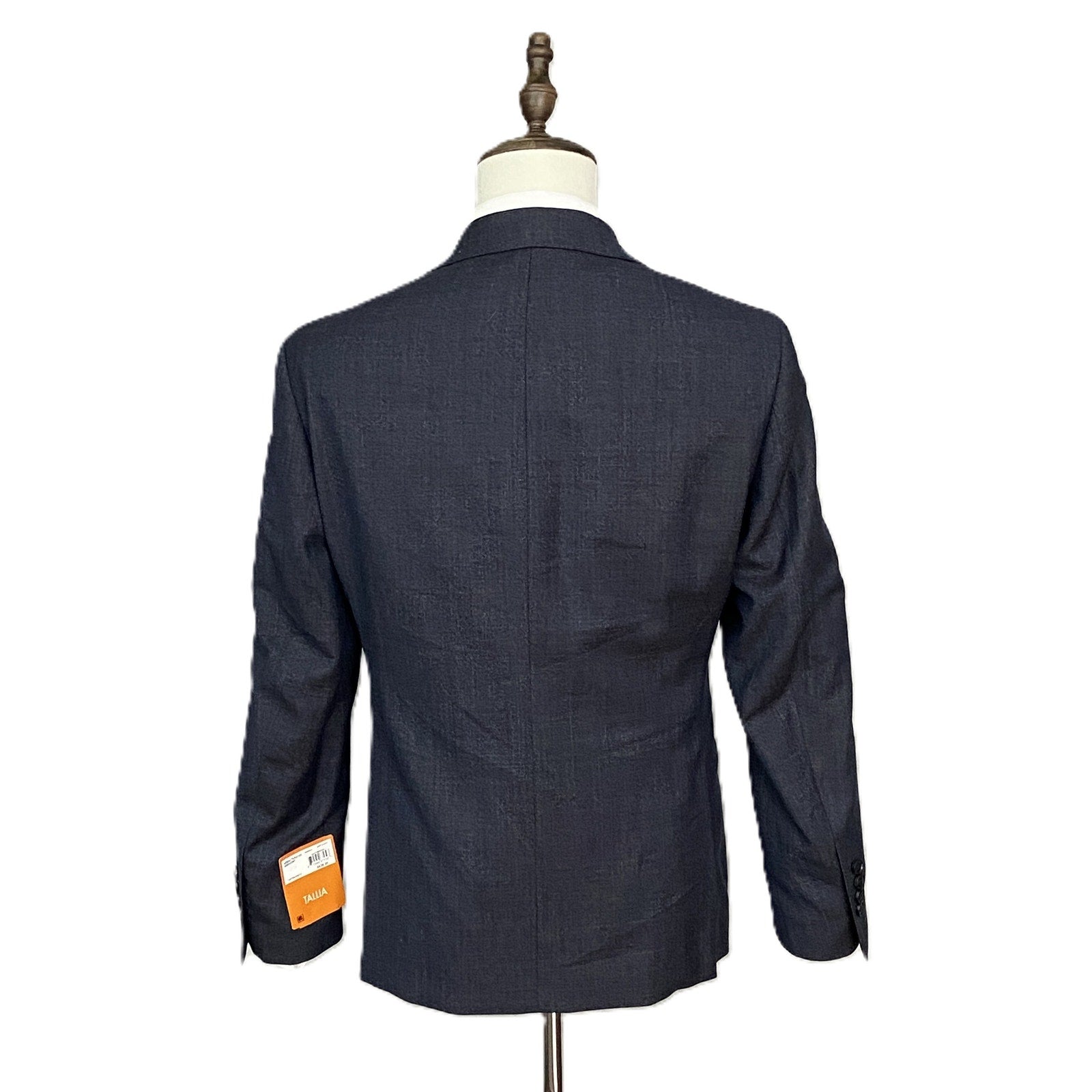 Tallia Men's 44 Short Venezia Blazer Navy/Brown Wool Blend Stretch