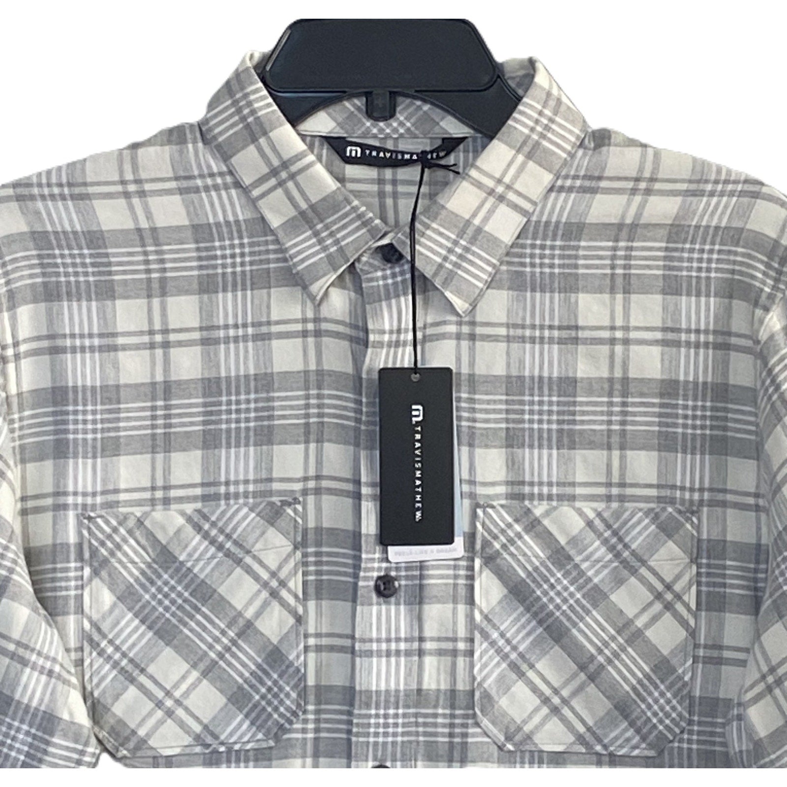 Travis Mathew Shirt Men's Small Cloud Collection Flannel Shirt Gray Plaid