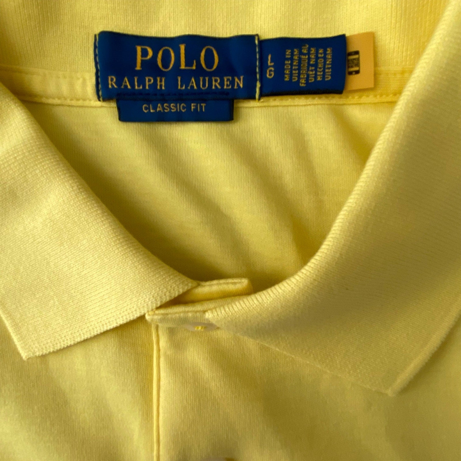 Polo Ralph Lauren Shirt Men's Large Classic Fit Short Sleeve Polo Yellow