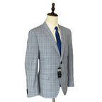 Alfani Alfatech Sport Coat Men's 46R Slim Fit Stretch Blue Plaid