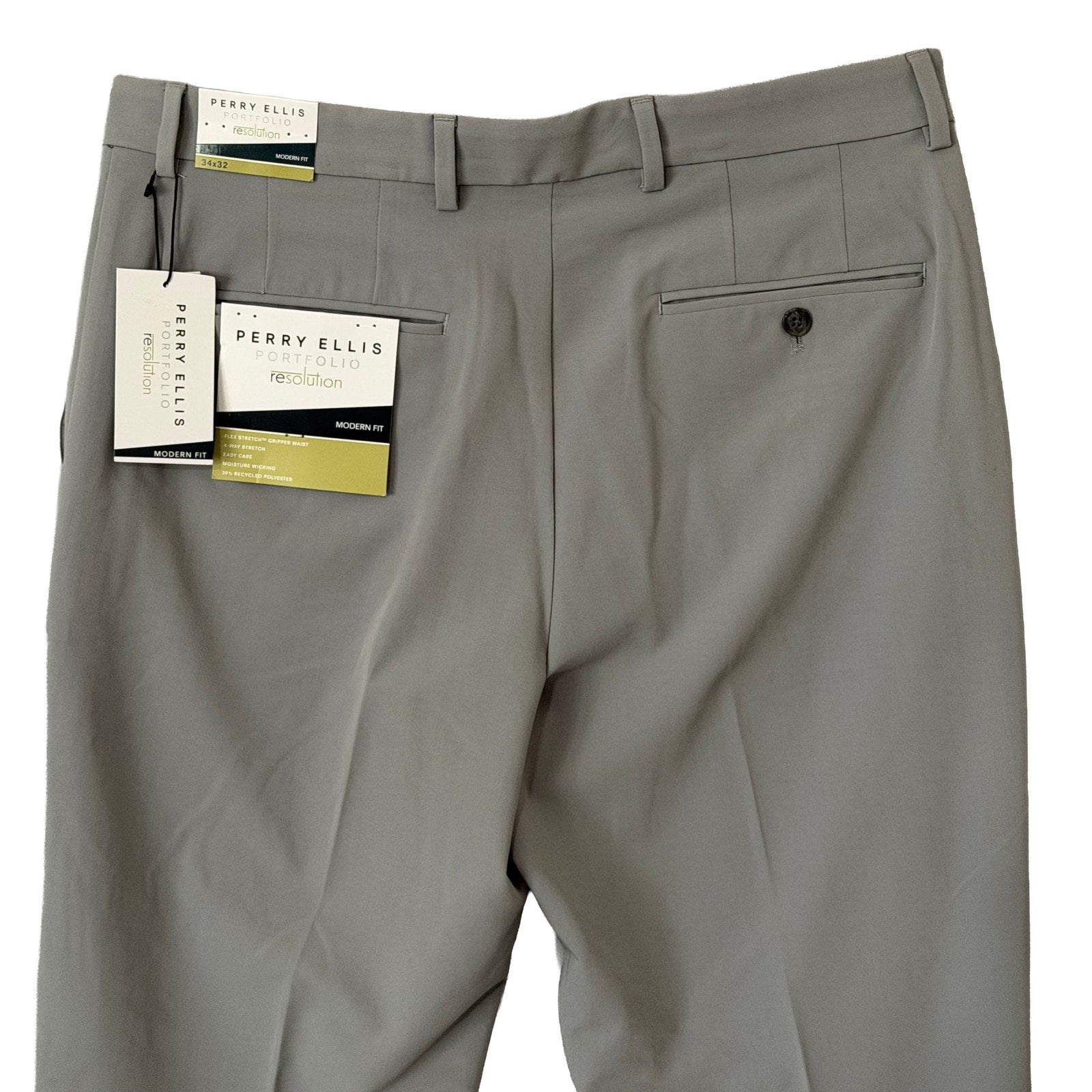 Perry Ellis Portfolio Pant Men's 34"x32" Modern Fit Dress Pant Chiseled Stone