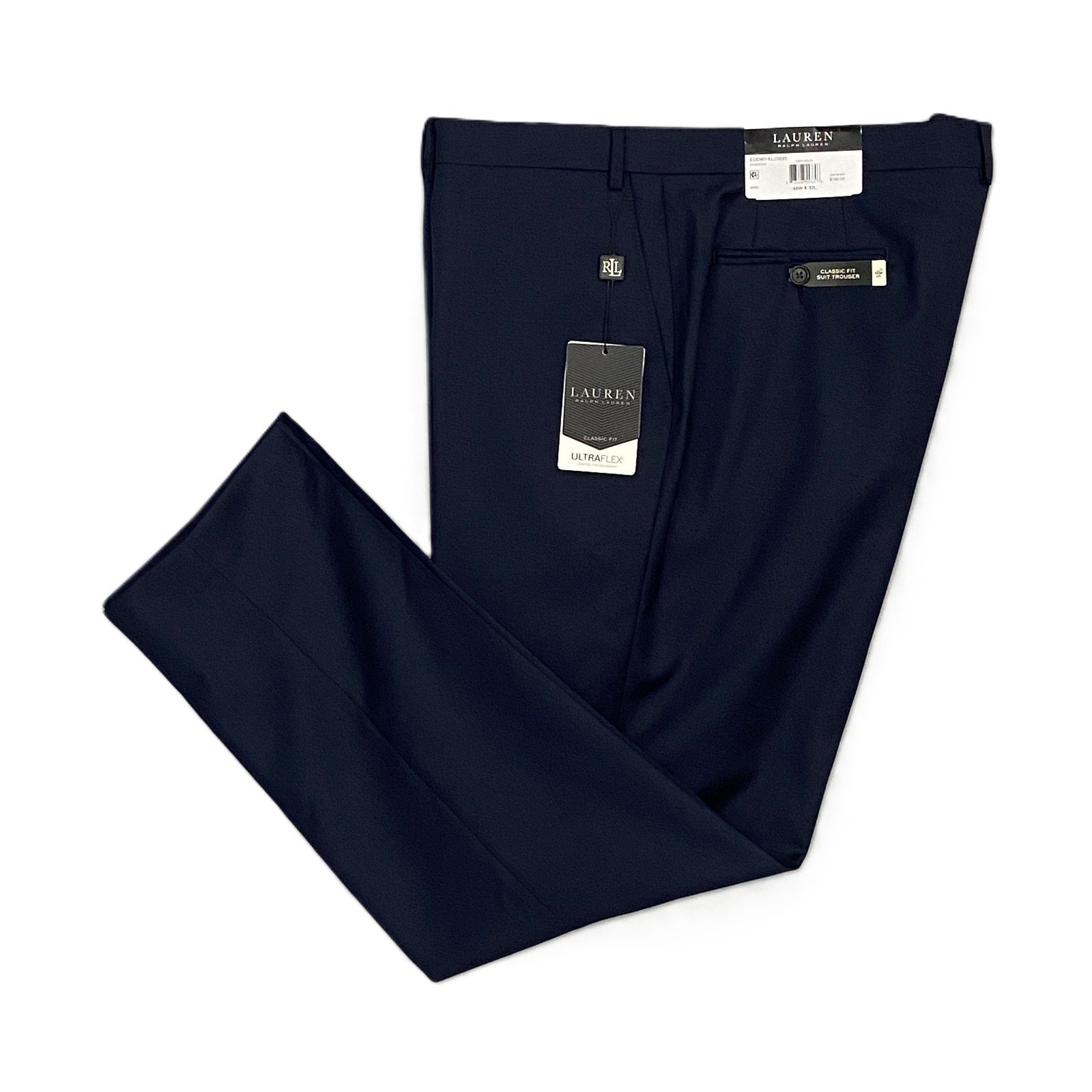 Lauren Ralph Lauren Suit Pant Men's 44x32 Classic Fit Ultraflex Solid Navy