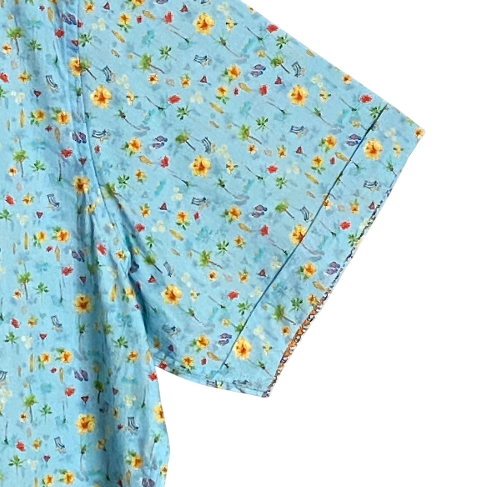 Quieti Shirt Men's XL Short Sleeve Button-Down Beach / Floral Theme Print