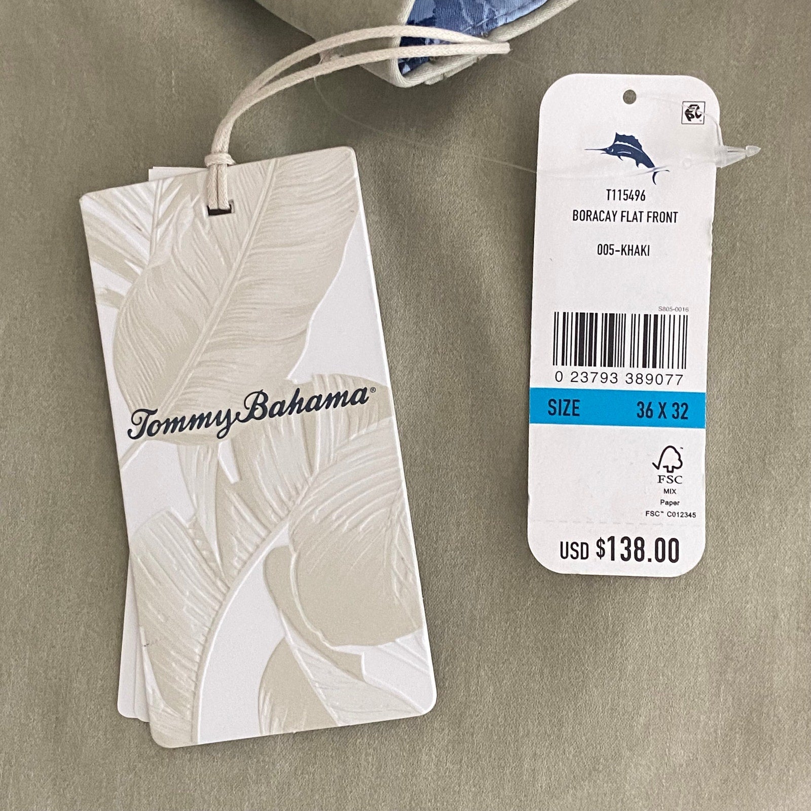 Tommy Bahama Pants Men's 36"x32" Boracay Flat Front Stretch Khaki