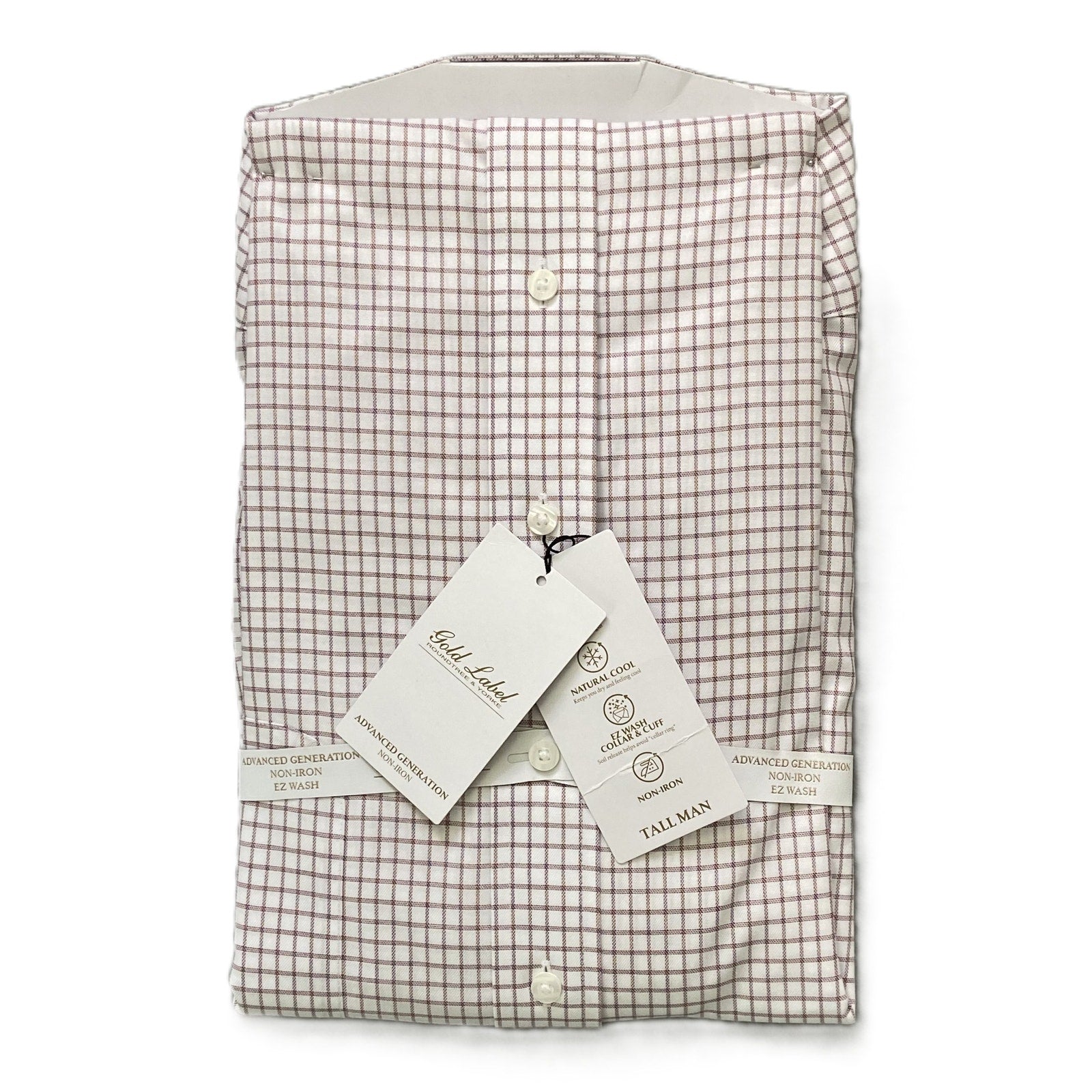 Roundtree & Yorke Shirt Big & Tall Men's 20 36/37 Dress Shirt Wine Check