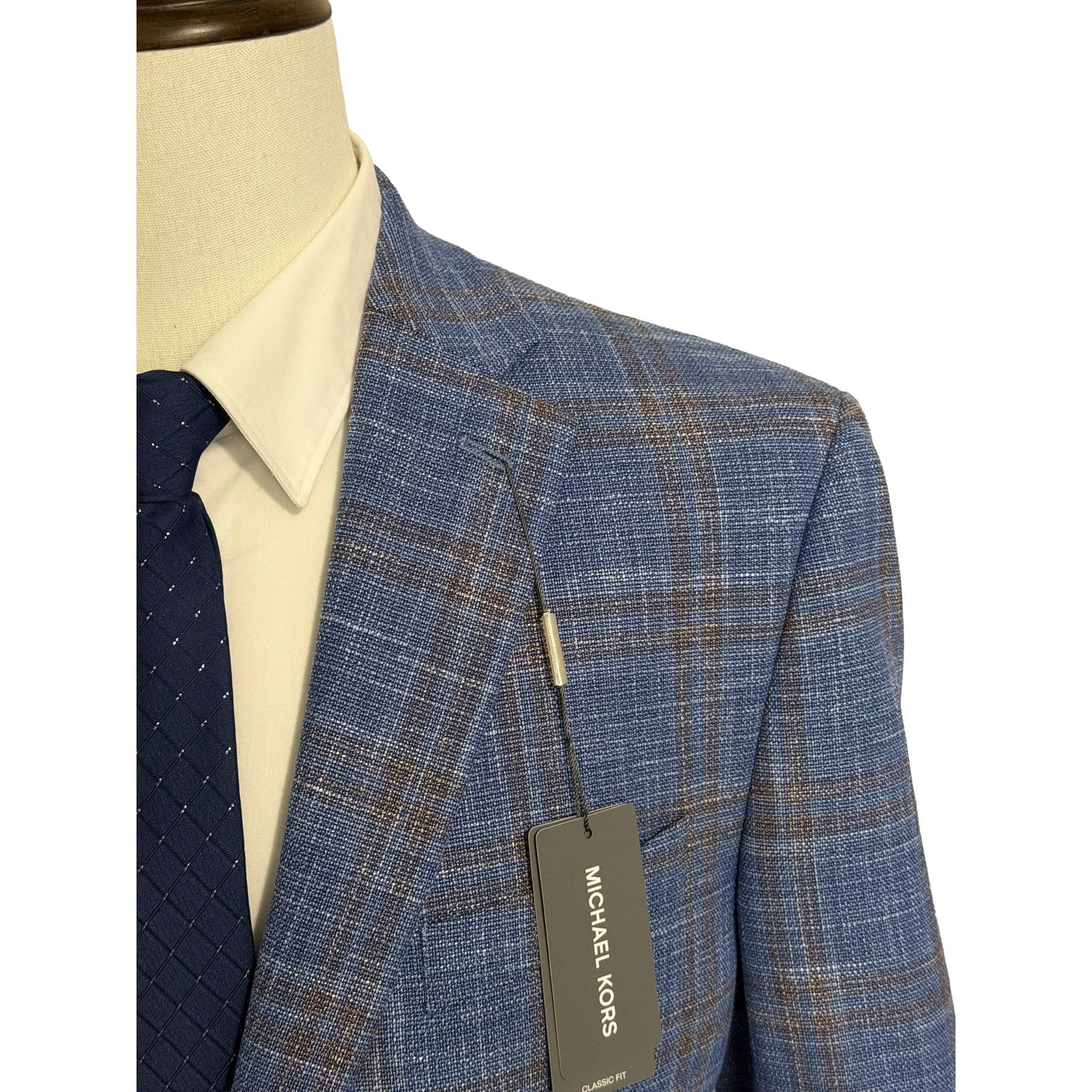 Michael Kors Men's 44R Classic Fit Sport Coat Stretch Blue Rust