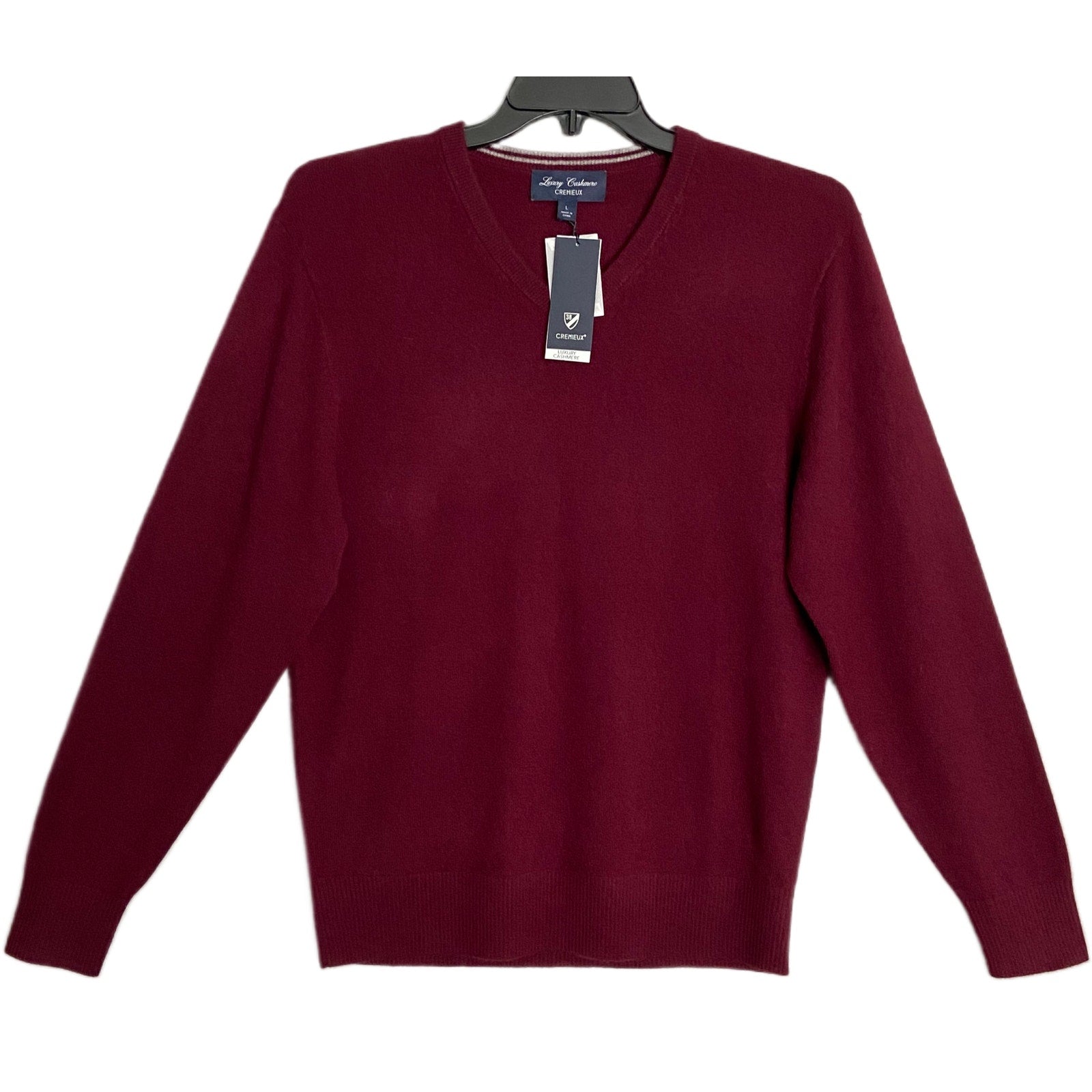 Daniel Cremieux V-Neck Sweater Men's Large Luxury Cashmere Burgundy