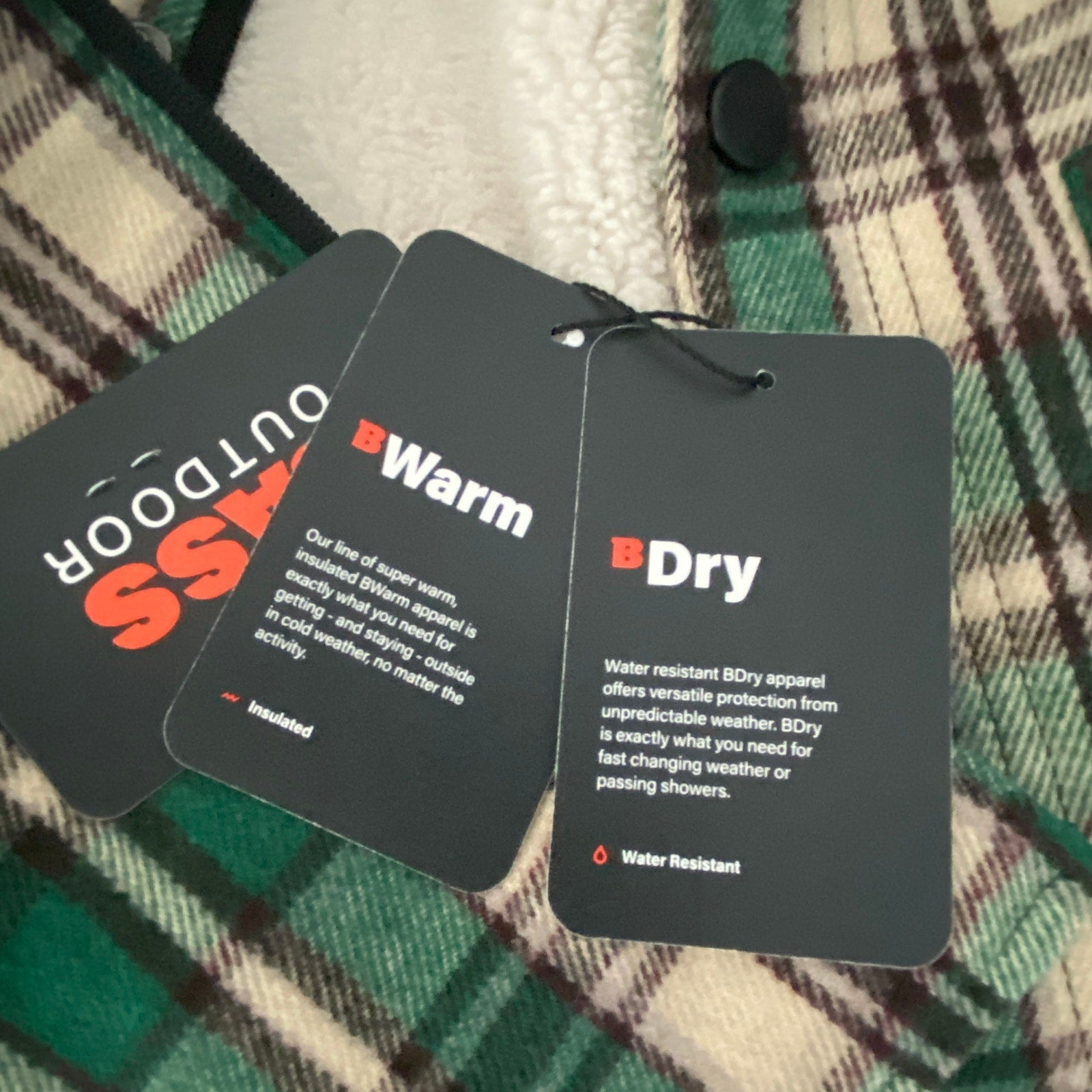 Bass Outdoors Men's Large Sherpa-Lined Jacket Green Plaid