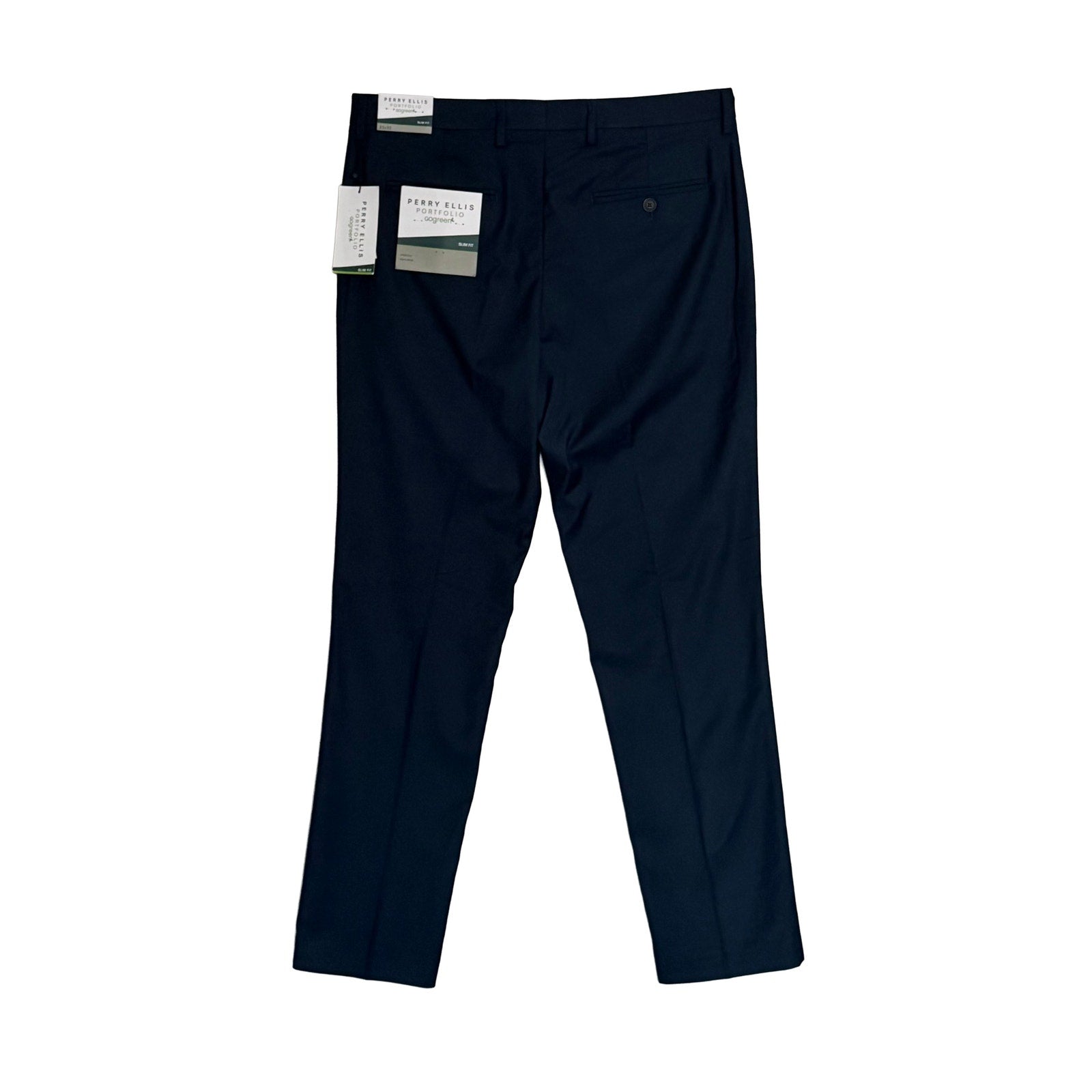 Perry Ellis Portfolio Pant Men's 33"x32" Slim Fit Flat Front Total Eclipse