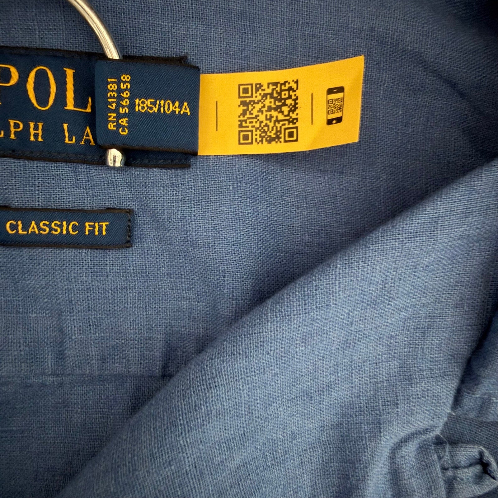 Polo Ralph Lauren Shirt Men's XL Classic Fit Camp Collar Cotton Linen Blue