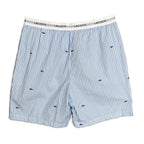 Lacoste Sleepwear Men's XL Poplin Pajama Shorts Cotton Blue Pinstripe NEW