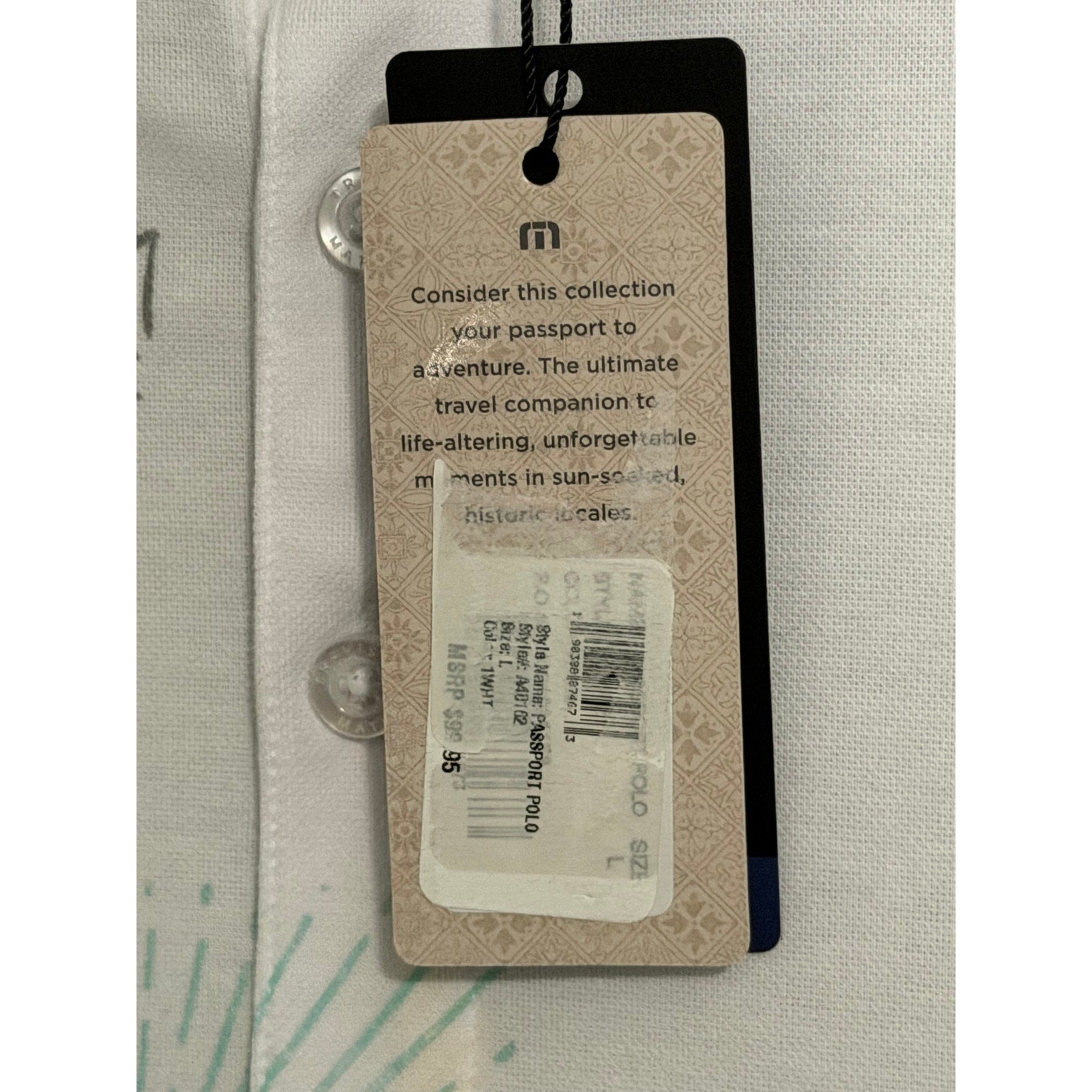 Travis Mathew Shirt Men's Large "Passport Polo" Lightweight Stretch White