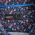 Quieti Performance Men's Shirt Small Short Sleeve Button-Up Navy Blue Floral