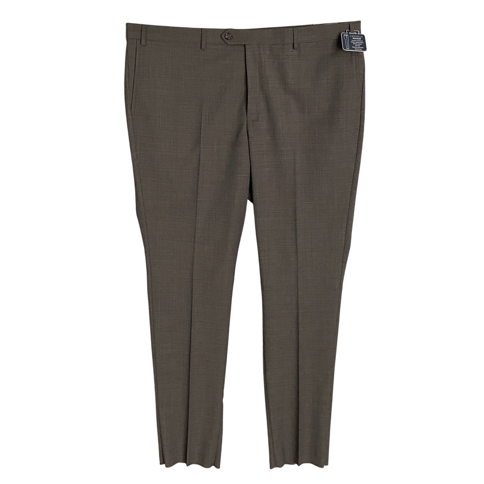 Daniel Cremieux Dress Pants Traveler Men's 46R Raw Hem Comfort Waistband Tan