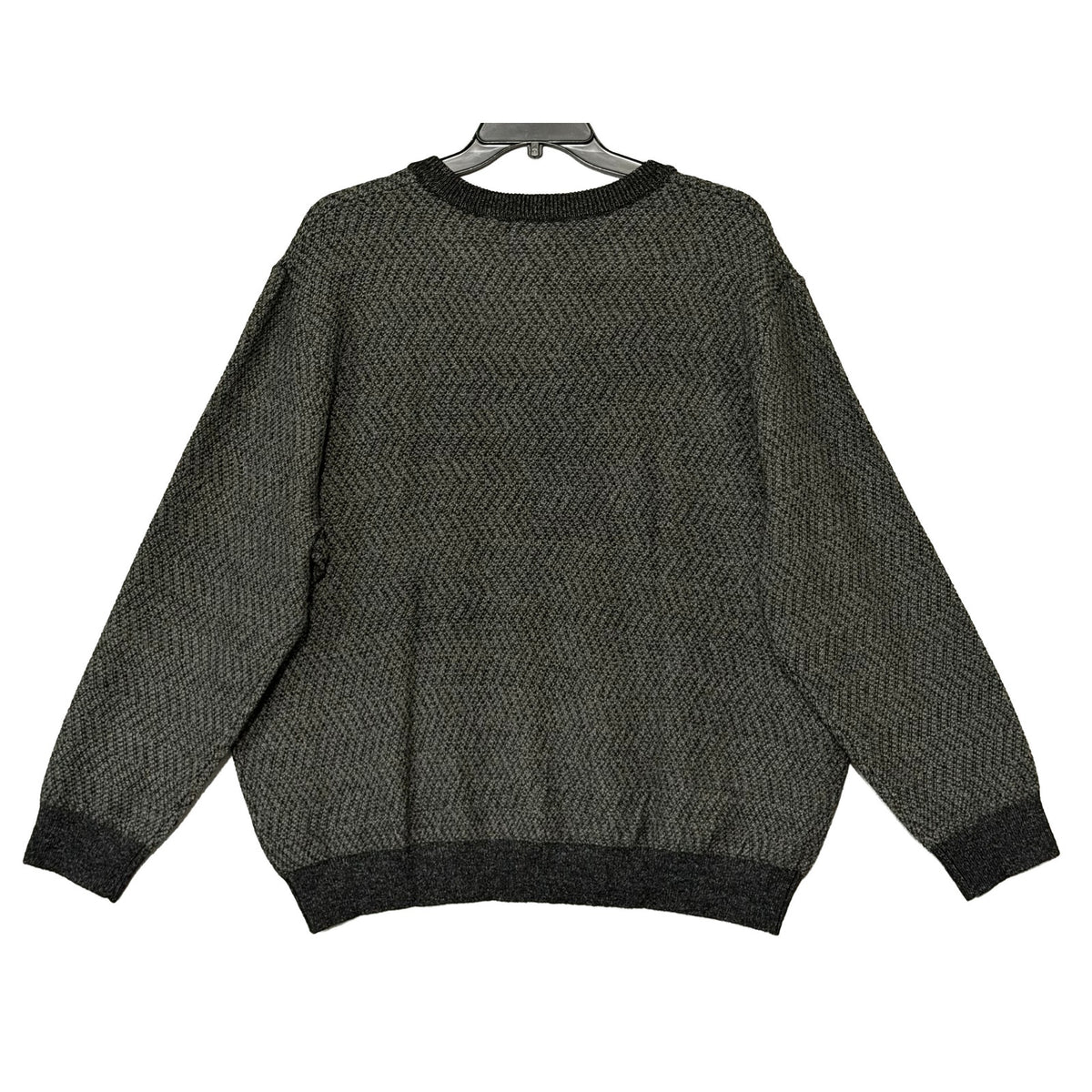 Perry Ellis Sweater Men's 2X Big & Tall Yarn Herringbone Crew Neck Black
