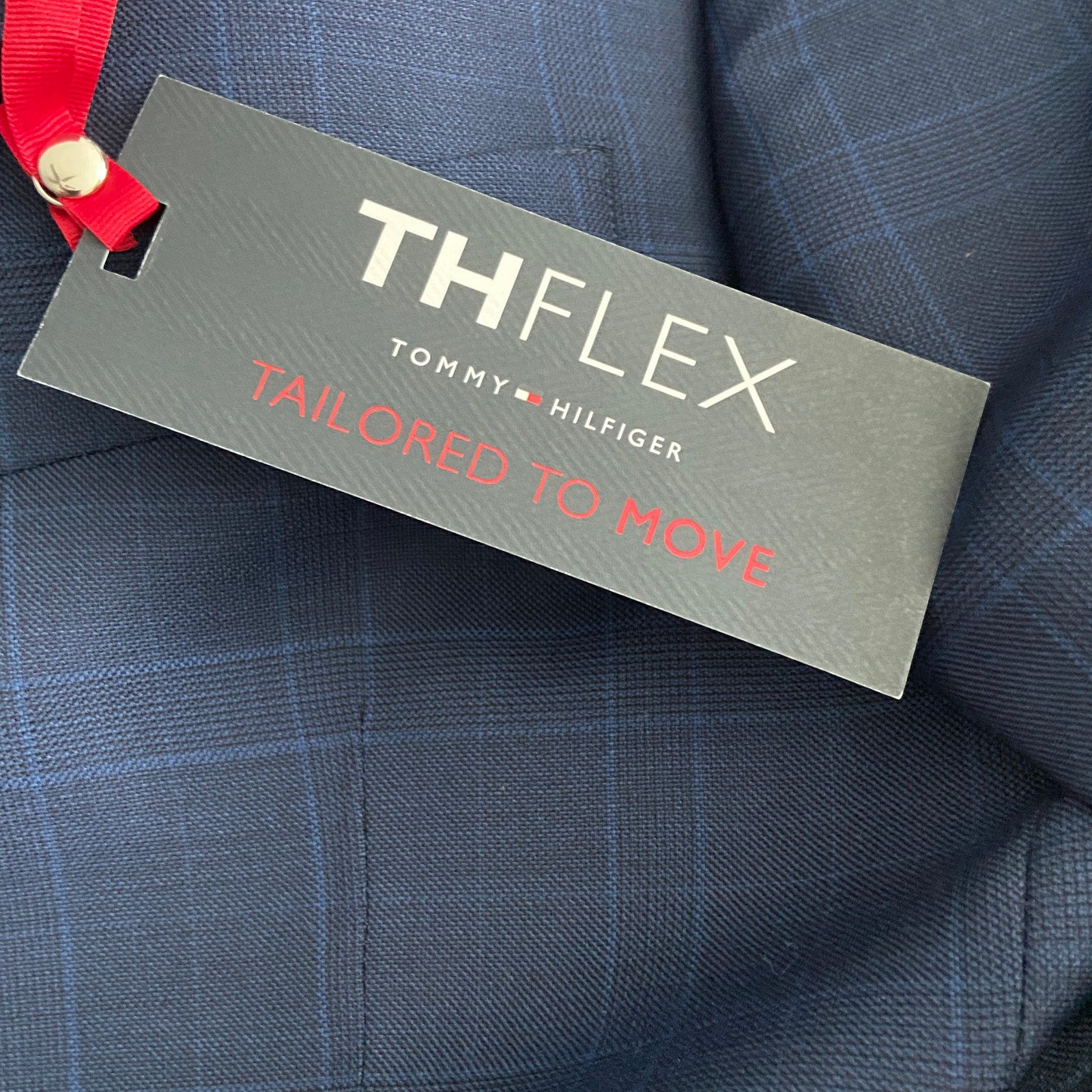 Tommy Hilfiger Suit Jacket Men's 40L THFlex Adams Wool Blend Blue Check NEW