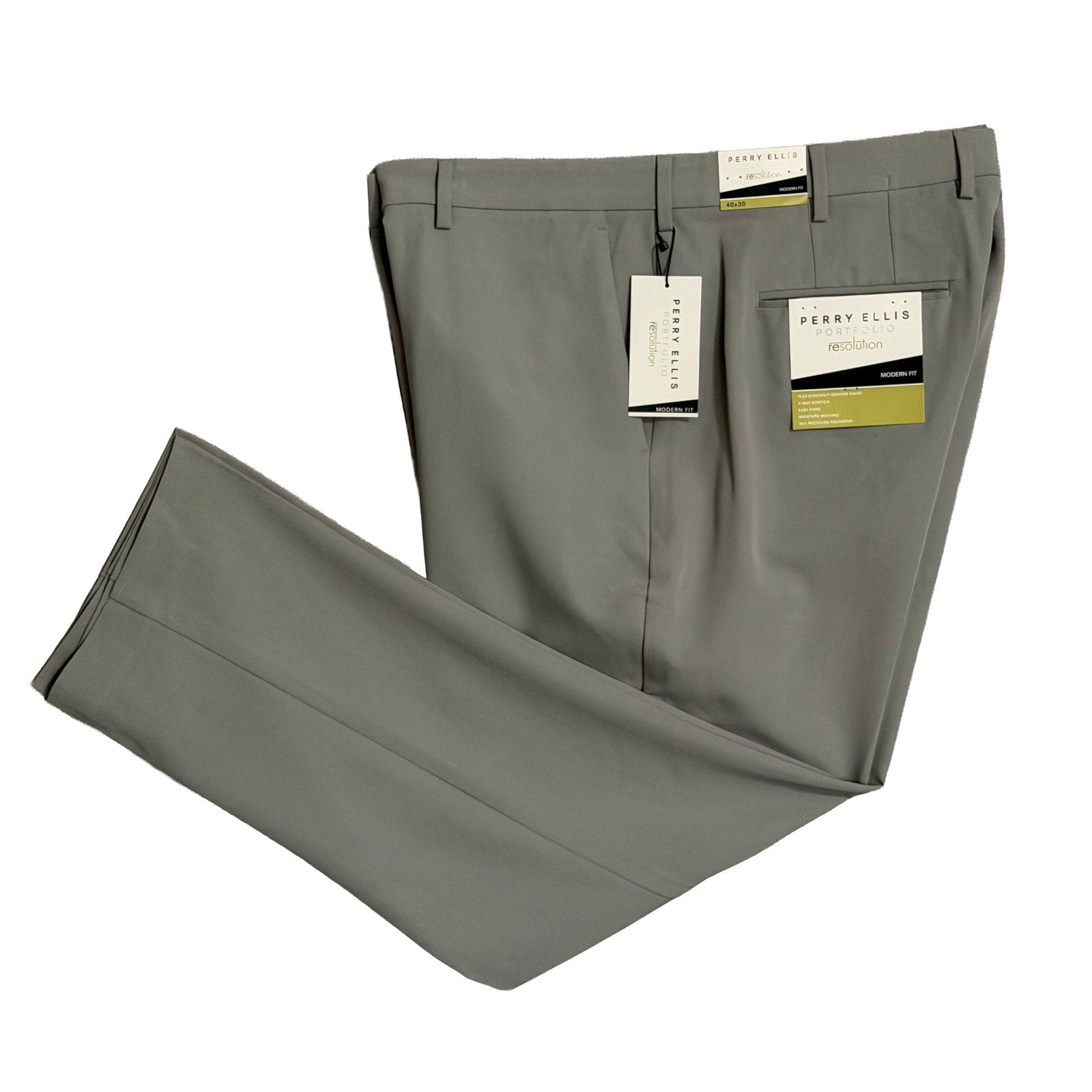 Perry Ellis Portfolio Pants Men's 40x30 Modern Fit Dress Pant Chiseled Stone