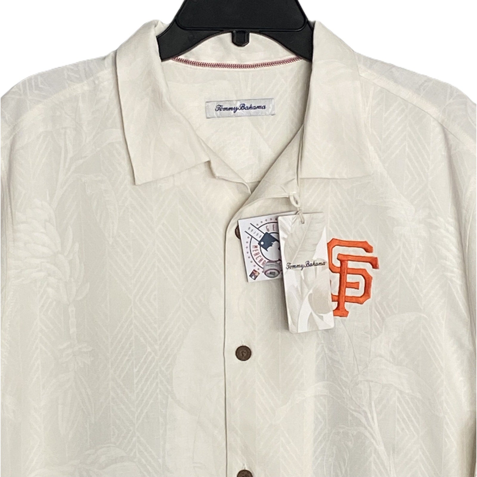 Tommy Bahama Silk Shirt Men's Large "Go Big or Go Home Camp" MLB SF Giants