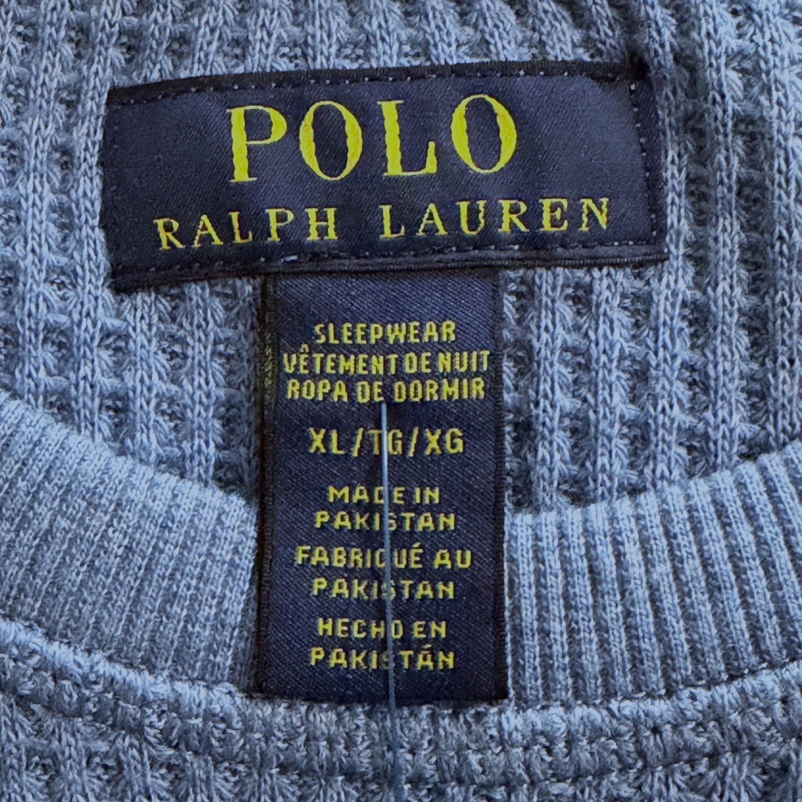 Polo Ralph Lauren Sleepwear Men's XL Waffle-Knit Crew Neck T-Shirt Blue
