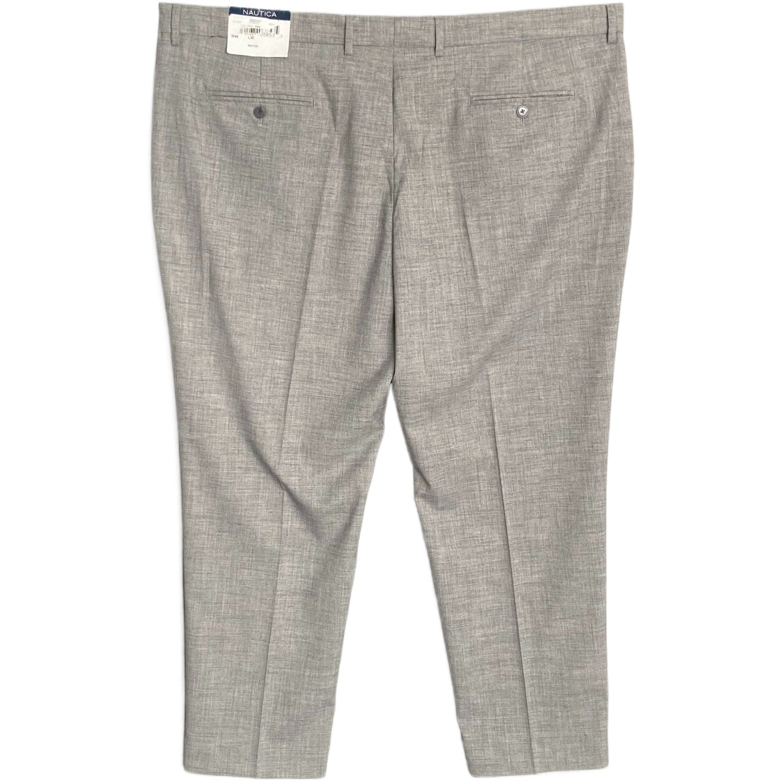 Nautica Ceylon Dress Pant Men's 46x30 Flat Front Active Stretch Light Grey