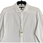Michael Kors Dress Shirt Men's XL Slim Fit Long Sleeve Stretch White Knit