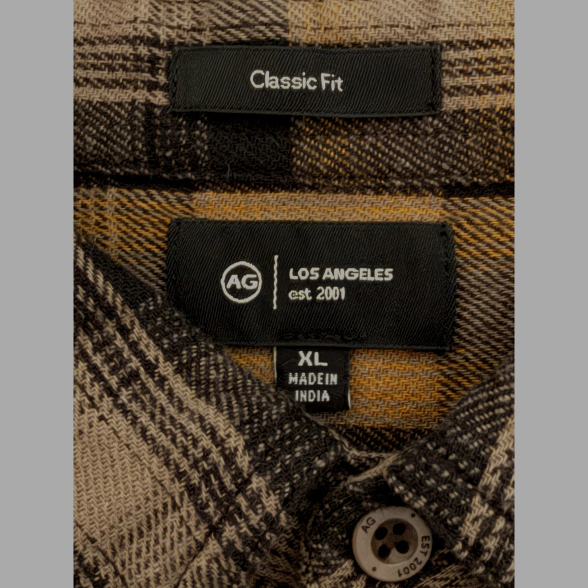 AG Los Angeles Shirt Men's XL Classic Fit Mason Work Shirt Brown Black Plaid